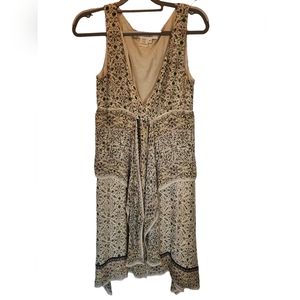 Studio M white n green scarf dress nwot